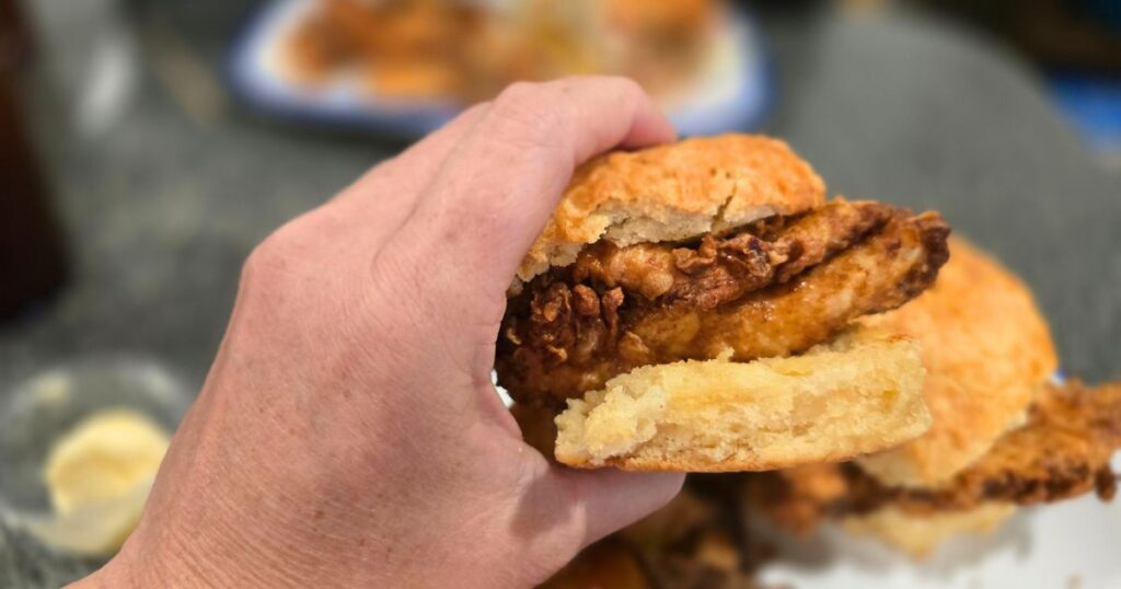 THIS IS AN IMAGE OF THE CHICKEN BISCUITS AT THE BLUE HEN CAFE IN ST. AUGUSTINE, FLORIDA