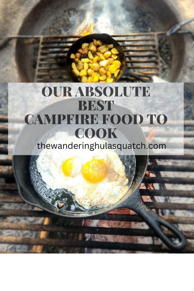 A SKILLET OF EGGS AND POTATOES ABSOLUTE BEST CAMPFIRE FOOD PINTEREST PIN