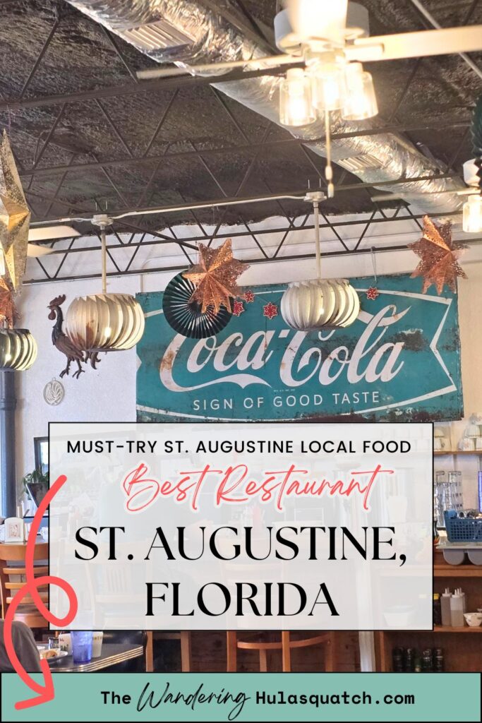 this is an image of a pinterest pin for the blue hen cafe in st. augustine, florida