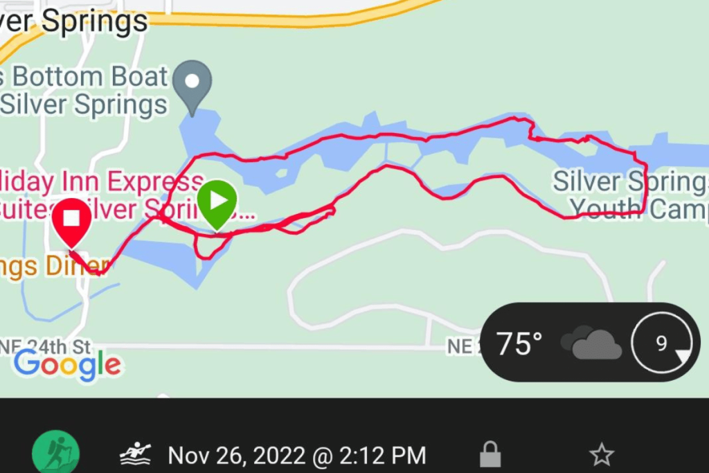 paddling the river silver springs state park fl map of kayak path taken