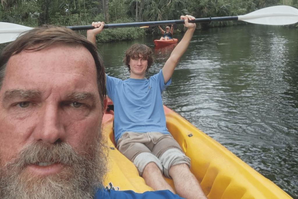 3 kayakers paddling the river silver springs state park florida
