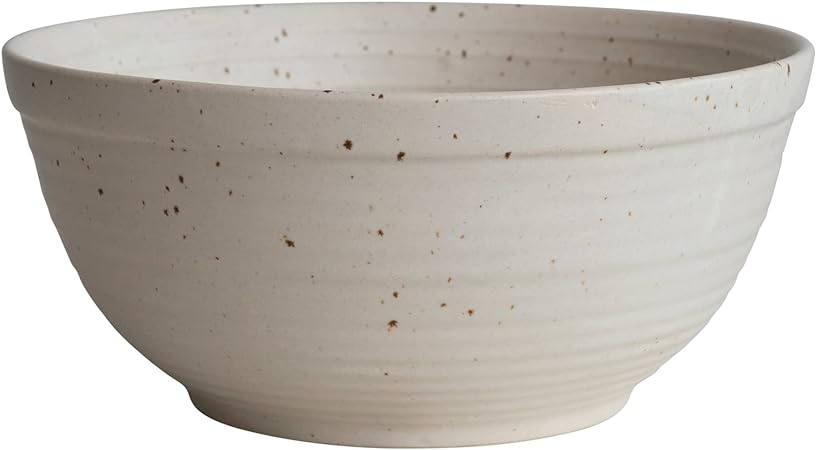 Creative Co-Op Farmhouse Stoneware, White Speckled Glaze Bowl, Ivory