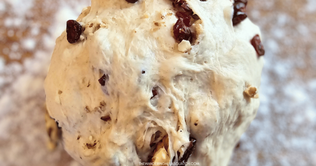 cranberry walnut bread in second rise