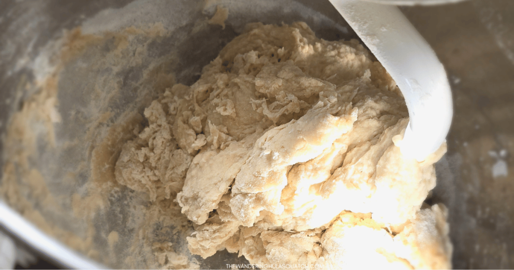 shaggy dough in a mixer