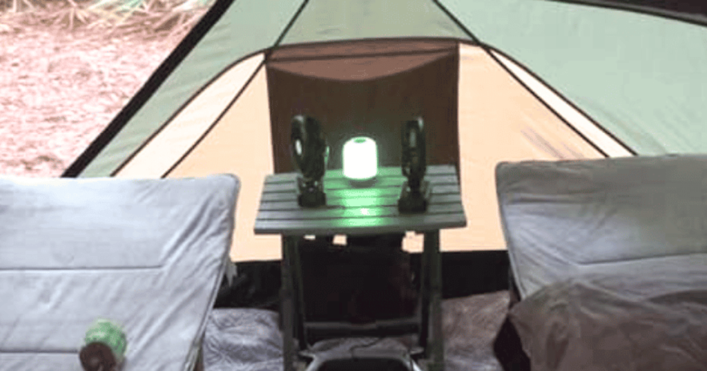BEST BATTERY OPERATED FANS FOR CAMPING 2 SMALL FANS IN TENT