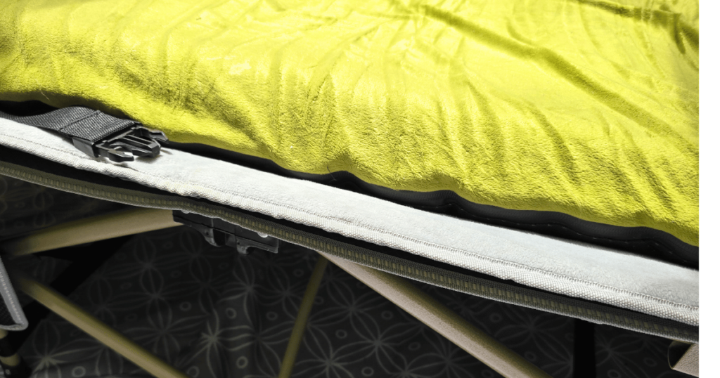 CLOSE UP OF COT PADS ON A COT