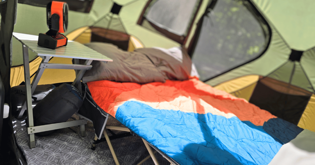 Stay cool while you sleep with Expedition Cool: Best Battery Operated Fans For Camping! cots made up
