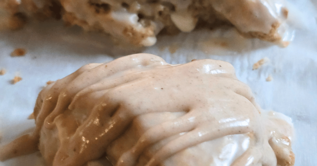 SCONE ON A COOKIE SHEET WITH GLAZE