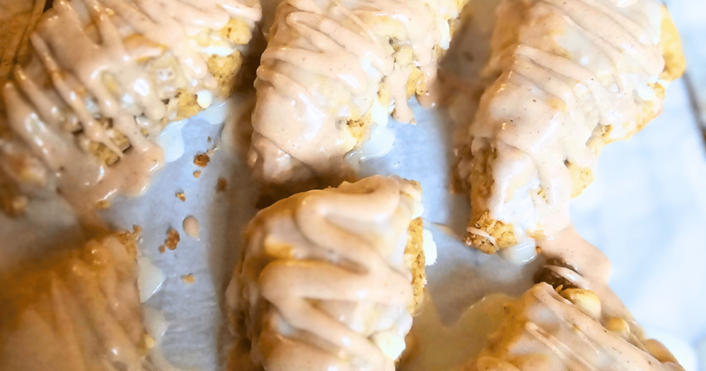 GLAZED SCONES ON A COOLING RACK