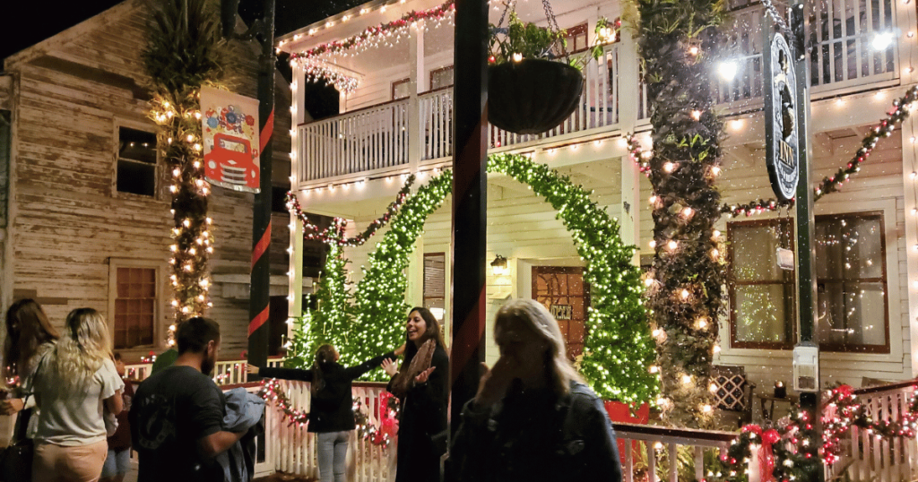 St. Augustine Nights of Lights Christmas in Florida HOUSW WITH TONS OF WHITE LIGHTS