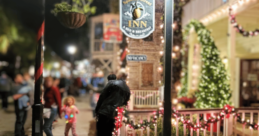 St. Augustine Nights of Lights Christmas in Florida historic inn lit up