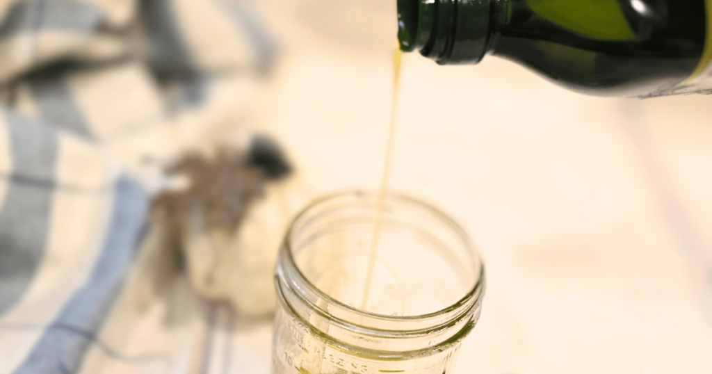 poring olive oil
