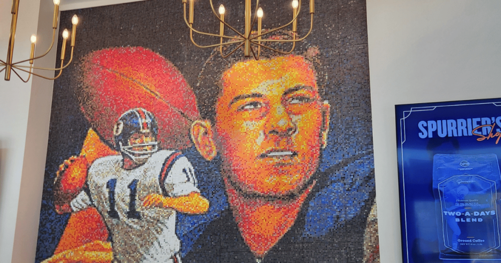 HUDDLE UP THIS FALL TO SPURRIER’S GRIDIRON GRILLE  MURAL OF STEVE SPURRIER
