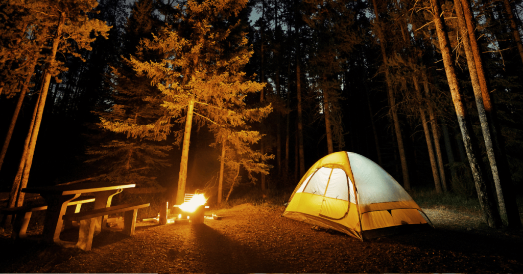 LET'S GET LIT EASY OUTDOOR CAMPSITE LIGHTING IDEAS TENT LIT UP AT NIGHT