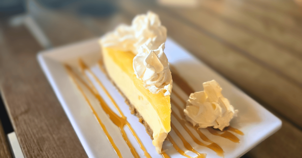 DIVE INTO CRUMPS' LANDING IN HOMOSASSA, FLORIDA this is an image of the pin acolada cheesecake.