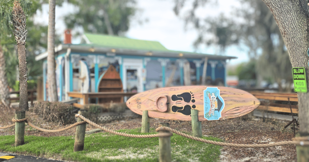 DIVE INTO CRUMPS' LANDING IN HOMOSASSA, FLORIDA this is an image of a surfboard.