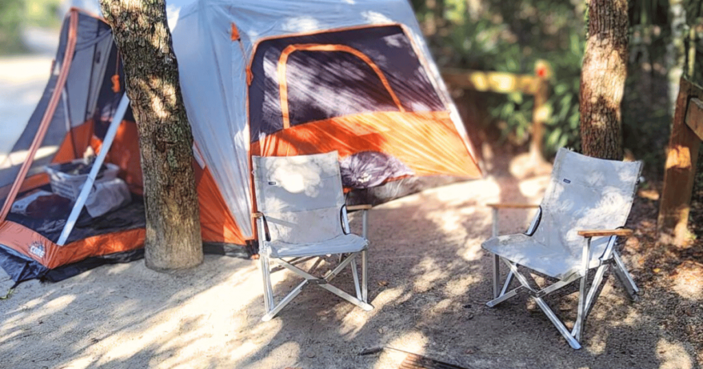 EXPLORE FALL CAMPING  AT ANASTASIA STATE PARK, FLORIDA tent set up