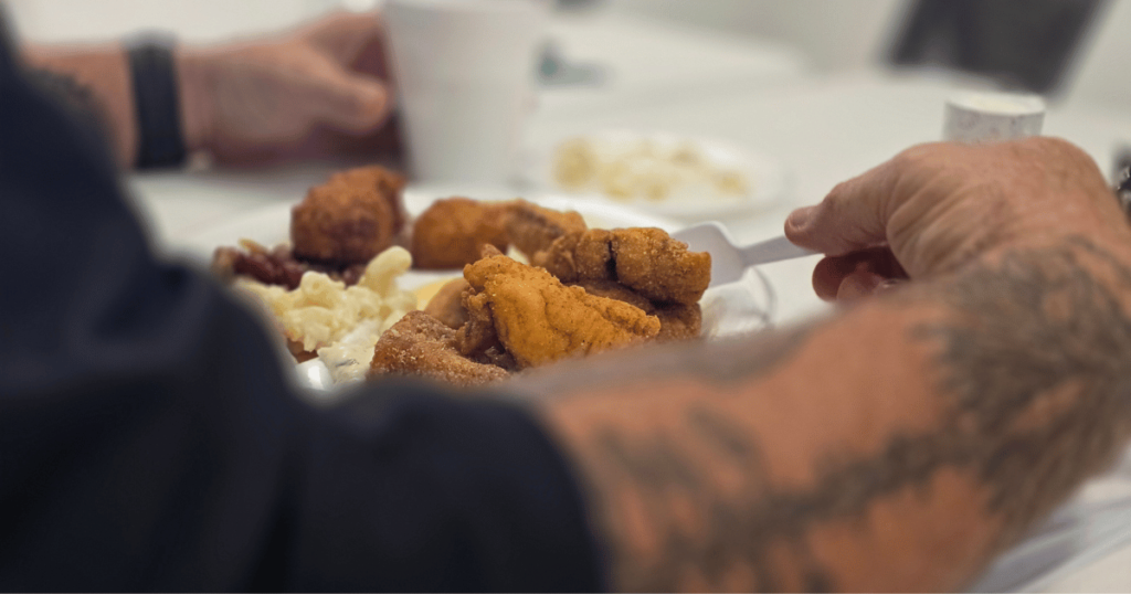 SOUTHERN CHURCH FISH FRY BEST SEAFOOD DIVES IN FLORID PLATE OF FRIED FISH AND SIDES