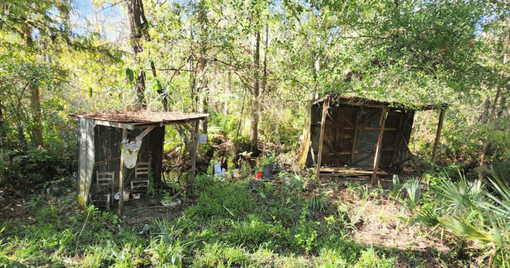 this is an image of shacks in the everglades