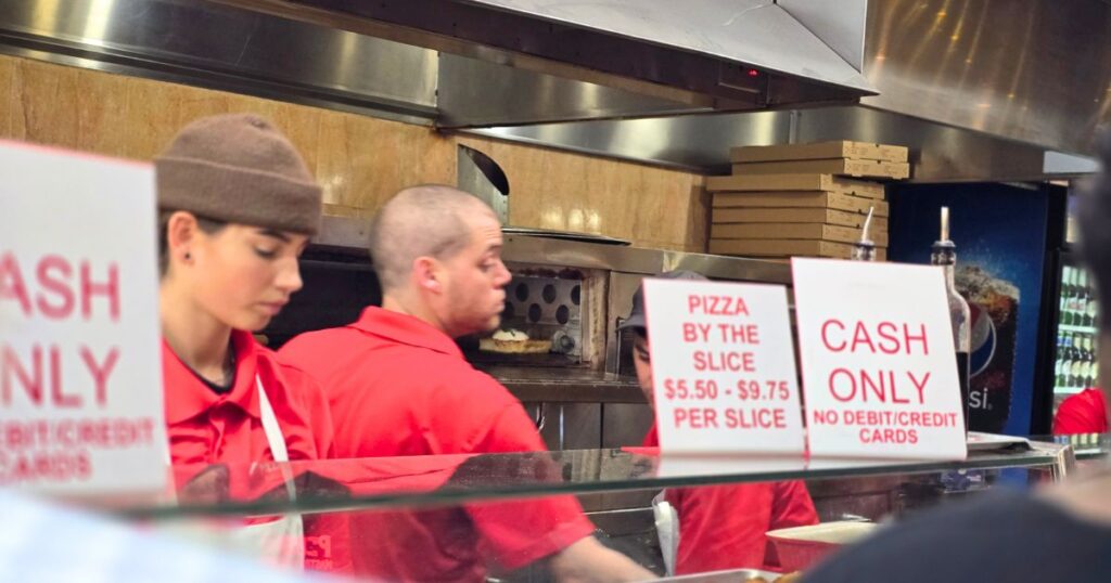 THIS IS AN IMAGE OF THE INSIDE COUNTER AT PIZZA TIME IN ST. AUGUSTINE, FL