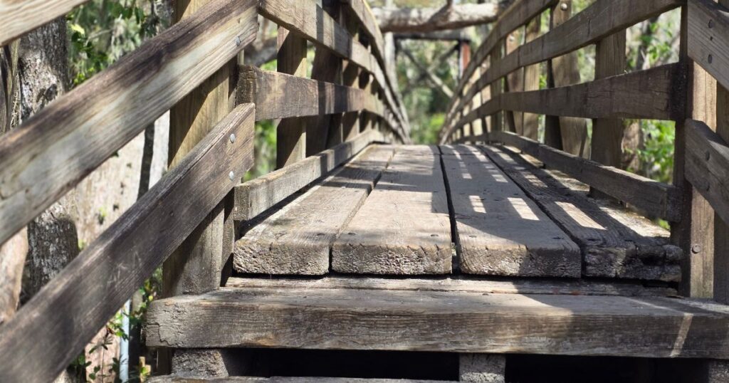 HILLSBOROUGH RIVER STATE PARK THIS IS AN IMAGE OF THE SUSPENSION BRIDGE ENTRANCE