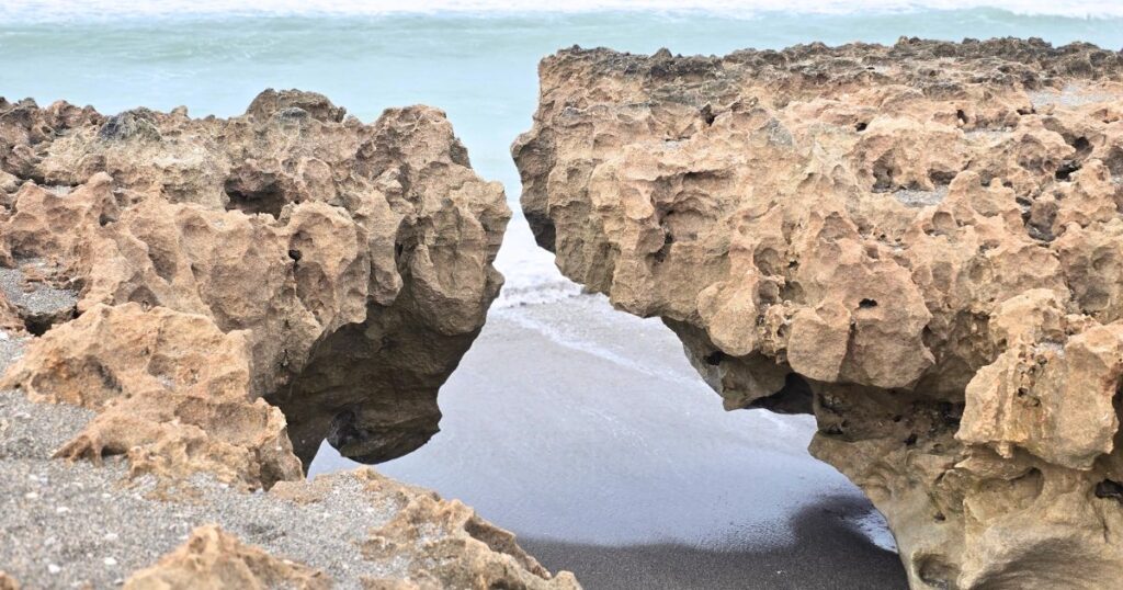 Unique beaches in Florida ROCK FORMATION ON BEACH
