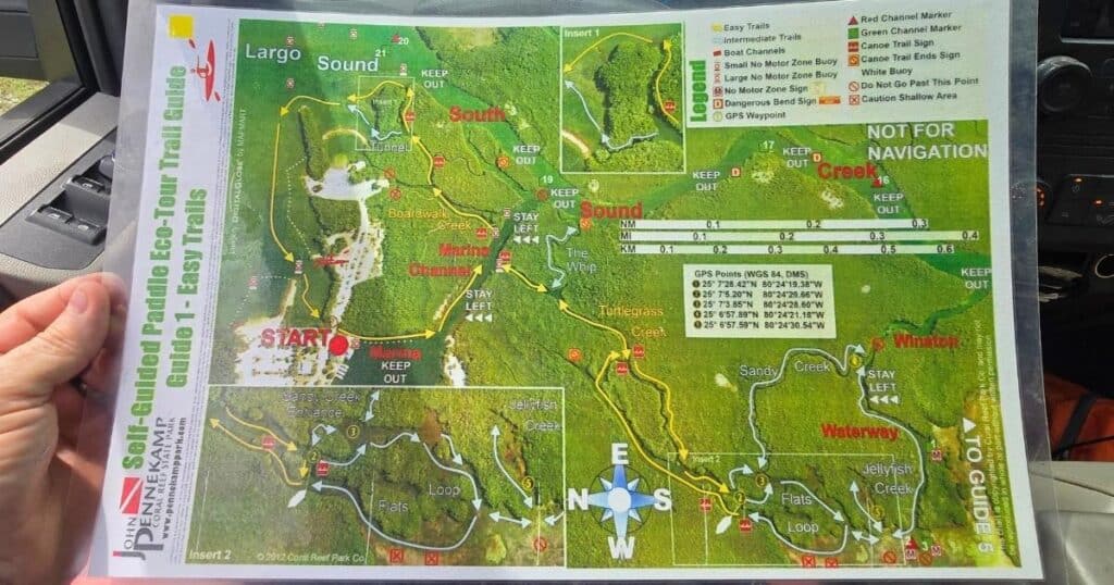 PADDLE MAP AT JOHN PENNEKAMP STATE PARK