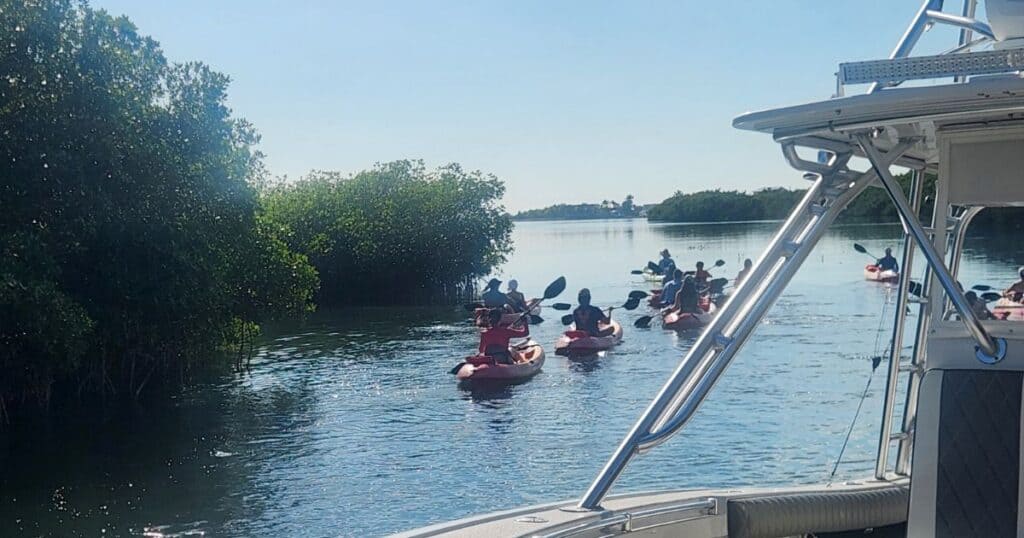 Kayakers paddling through mangroves near Geiger Key Marina, Florida Keys outdoor adventure